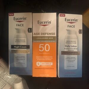THREE EUCERIN new in box moisturizing set, full size